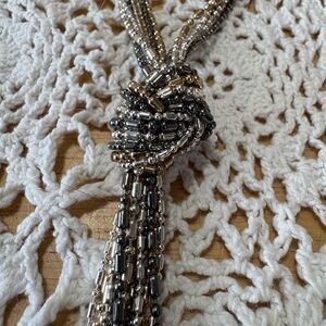 N212 Elegant Dot Dash 7 strand Beaded Knot Necklace